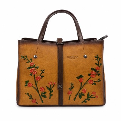 Leather handbag with double handles 24x30x13 cm FIORI