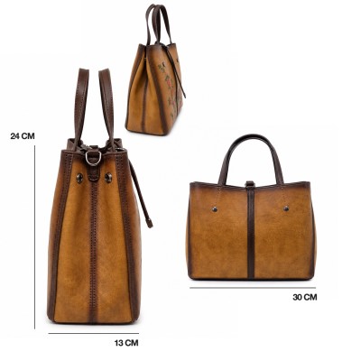 Leather handbag with double handles 24x30x13 cm FIORI