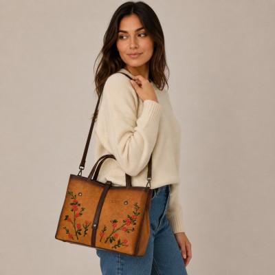 Leather handbag with double handles 24x30x13 cm FIORI