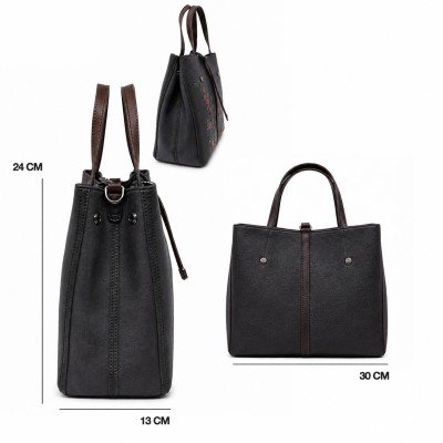 Leather handbag with double handles 24x30x13 cm FIORI