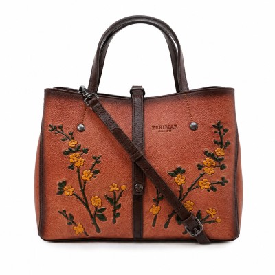 Leather handbag with double handles 24x30x13 cm FIORI
