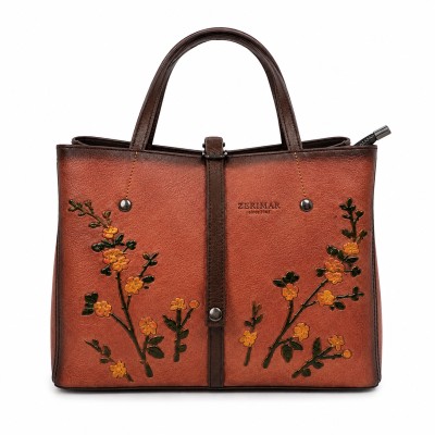 Leather handbag with double handles 24x30x13 cm FIORI