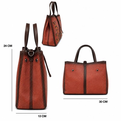 Leather handbag with double handles 24x30x13 cm FIORI