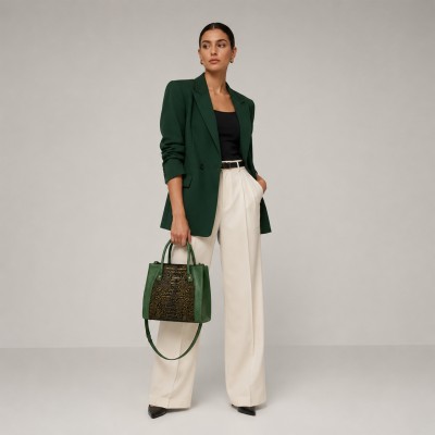 Double-handle leather bag 27x25x10 cm MEDINA