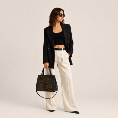 Double-handle leather bag 27x25x10 cm MEDINA