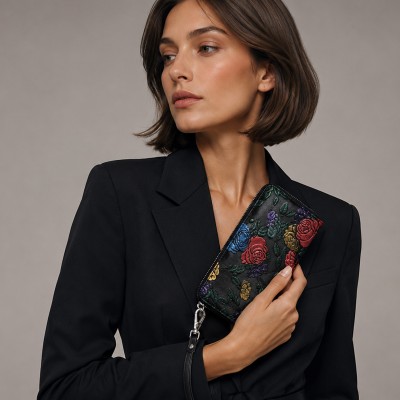 Multi-purpose leather wallet 19x10 cm