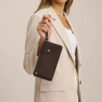 Multi-space leather wallet 21,5x11,5 cm