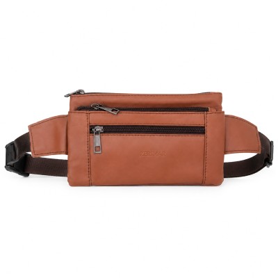 Rectangular leather belt bag with adjustable strap 21x13 cm