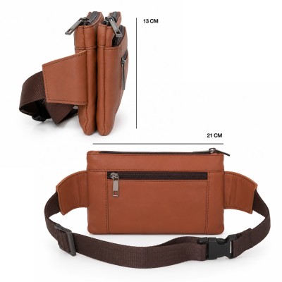 Rectangular leather belt bag with adjustable strap 21x13 cm