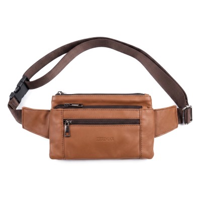 Rectangular leather belt bag with adjustable strap 21x13 cm