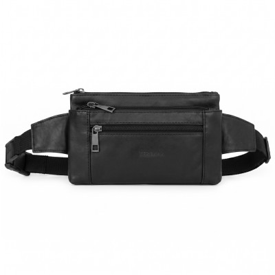 Rectangular leather belt bag with adjustable strap 21x13 cm