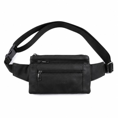 Rectangular leather belt bag with adjustable strap 21x13 cm