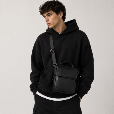 Leather shoulder bag OMEGA 20x26x6 cm