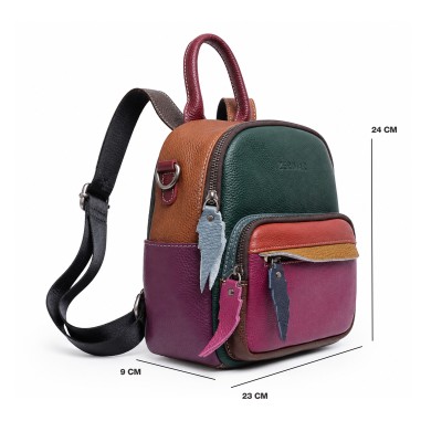 Natural leather backpack 23x24x9 cm YVON