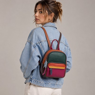 Natural leather backpack 23x24x9 cm YVON