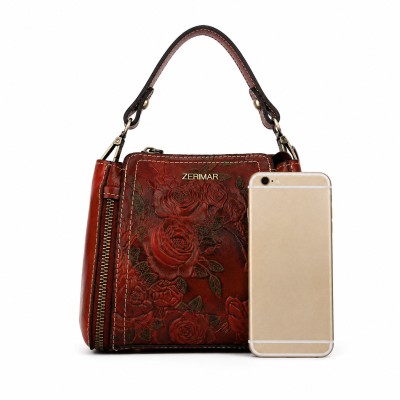 Leather bag with double handle 19,5x17x8 cm ENRO