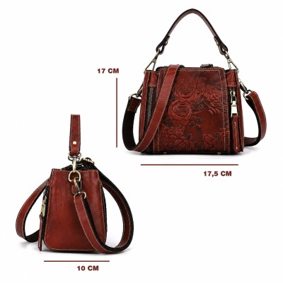 Leather bag with double handle 19,5x17x8 cm ENRO