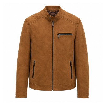 Suede jacket with zipper LEIVA model