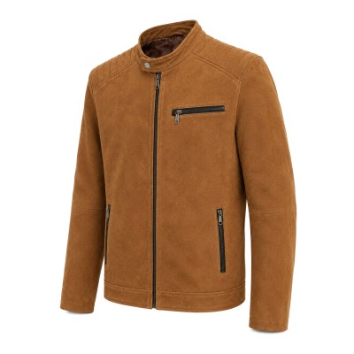 Suede jacket with zipper LEIVA model