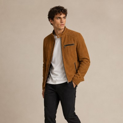 Suede jacket with zipper LEIVA model