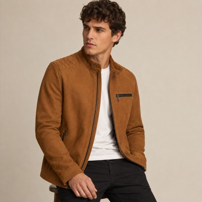 Suede jacket with zipper LEIVA model