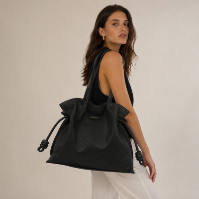 Large leather shoulder clutch bag 40x30x14 cm