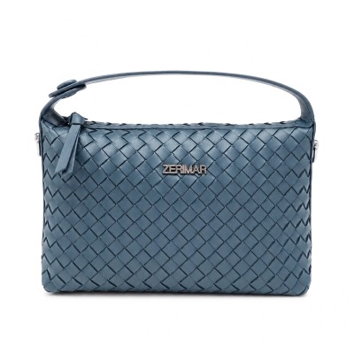 Braided leather handbag with double handles 25x17x9 cm