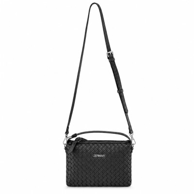 Braided leather handbag with double handles 25x17x9 cm