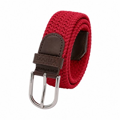Elastic braided belt with leather details SOLID