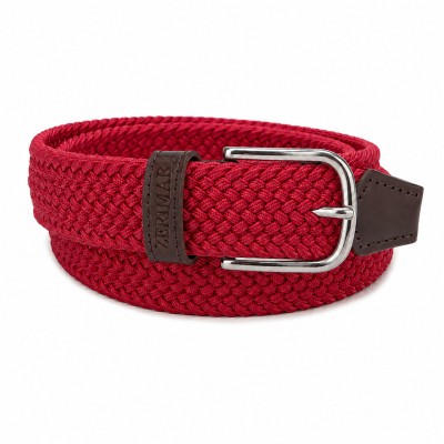 Elastic braided belt with leather details SOLID