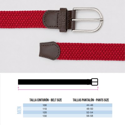 Elastic braided belt with leather details SOLID