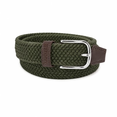 Elastic braided belt with leather details SOLID