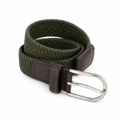 Elastic braided belt with leather details SOLID