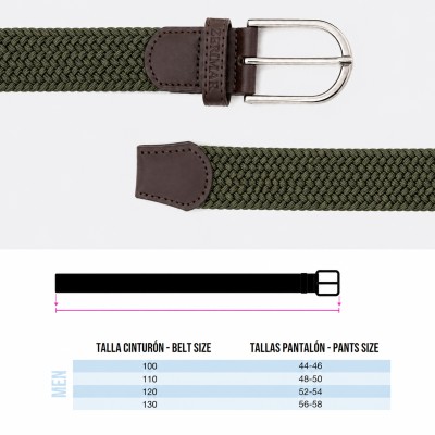 Elastic braided belt with leather details SOLID