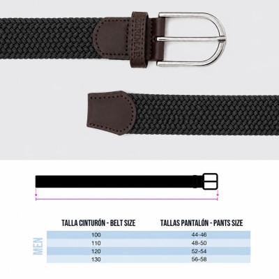 Elastic braided belt with leather details SOLID