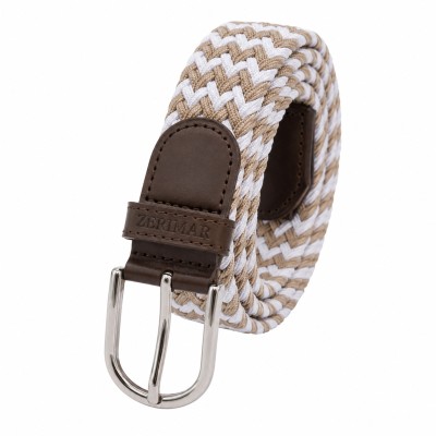 Elastic braided belt with leather details PRINT