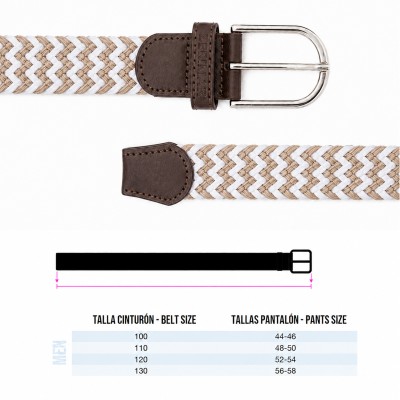 Elastic braided belt with leather details PRINT