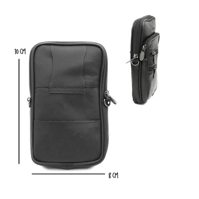 Leather shoulder bag with handle and belt detail 10x8 cm