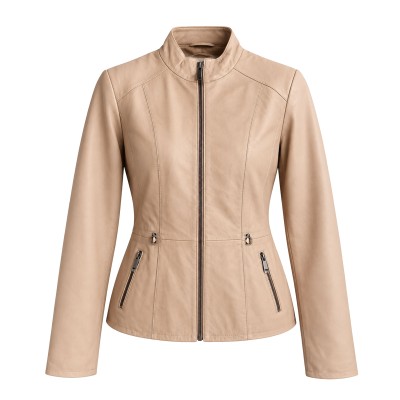 Leather jacket with zipper model BARNA
