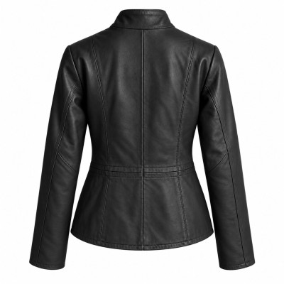 Leather jacket with zipper model BARNA