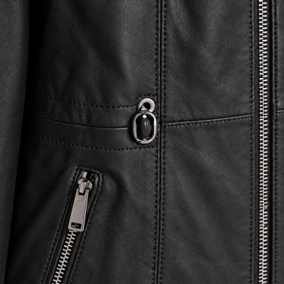 Leather jacket with zipper model BARNA