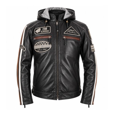 Leather jacket with patches BOLLWO