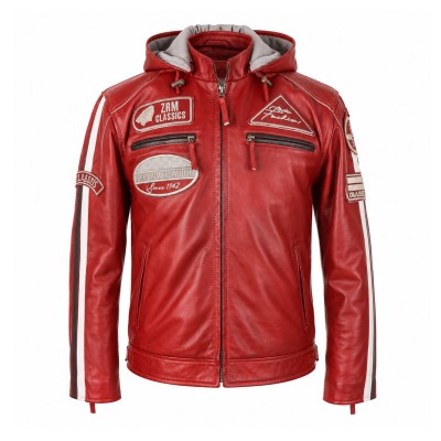 Leather jacket with patches BOLLWO