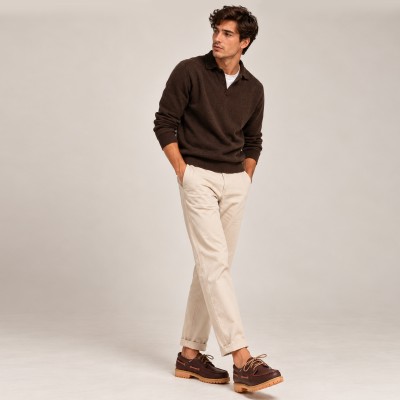Leather boat shoes with laces KANCHEN model