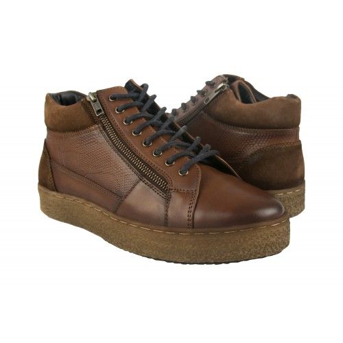 Leather sneakers boots with laces and zipper Zerimar - 1