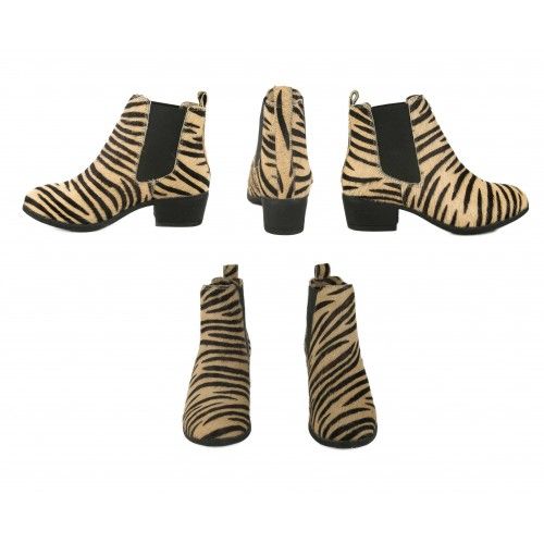 Animal print leather ankle boot with elastic closure Zerimar - 2