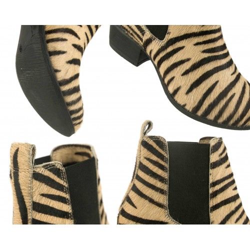 Animal print leather ankle boot with elastic closure Zerimar - 2