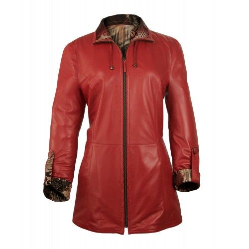 Long reversible leather jacket with zip closure Zerimar - 3