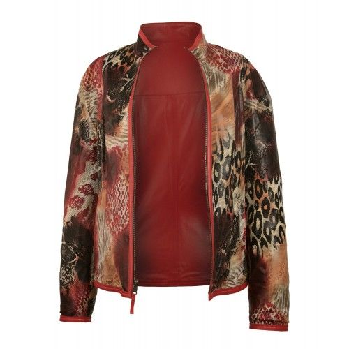 Short reversible leather jacket with zip