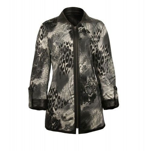 Long reversible leather jacket with zip closure Zerimar - 5